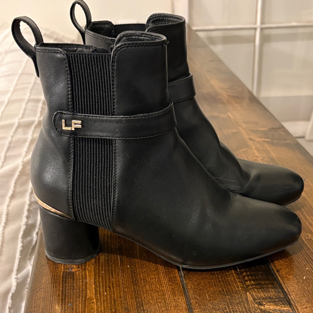 LF Black Leather Ankle Booties